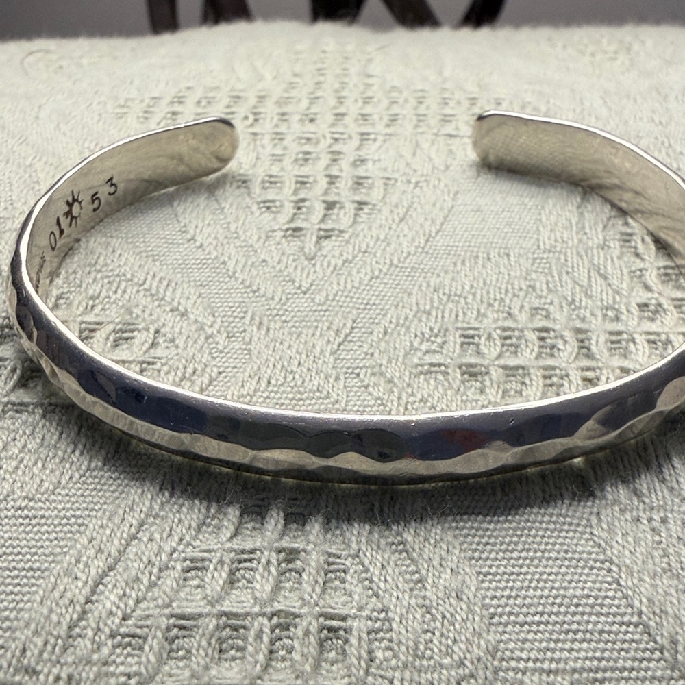 Sterling Silver handmade hammered cuff bracelet.